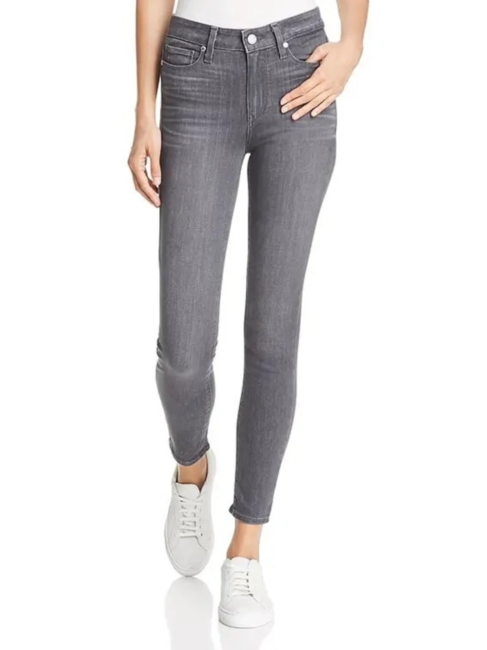 PAIGE Gray Mid-Rise Skinny Jeans